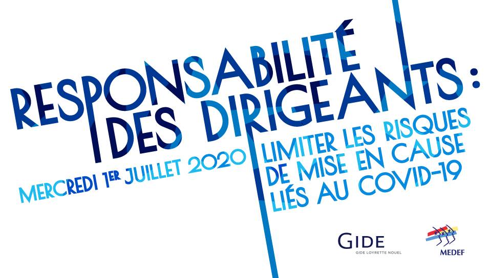 responsabilité des dirigeants : mercredi 1er juillet 2020 responsabilité des dirigeants : mercredi 1er juillet 2020